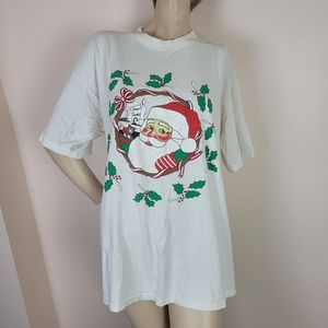 Vintage single stitch Christmas Santa tee shirt XL